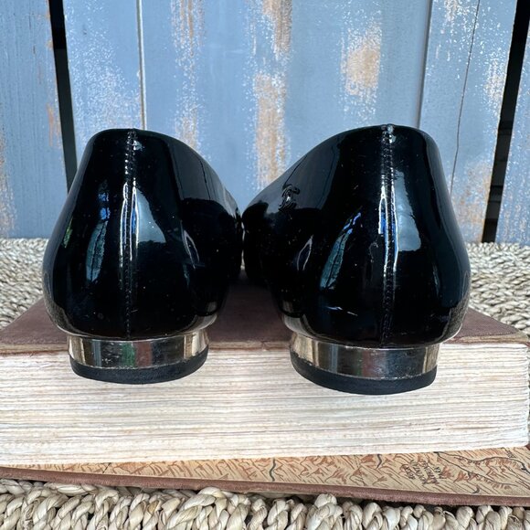 CHANEL Patent Leather Peep Toe Ballet Flats Black Sz IT 36 1/2, US 6 1/2 - Picture 7 of 16